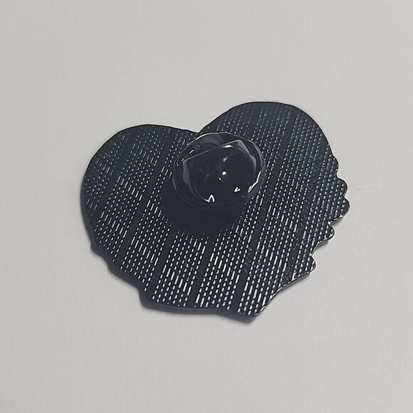 Whimsical Brown and White Dog Enamel Pin with Heart Frame - Picture 2 of 2